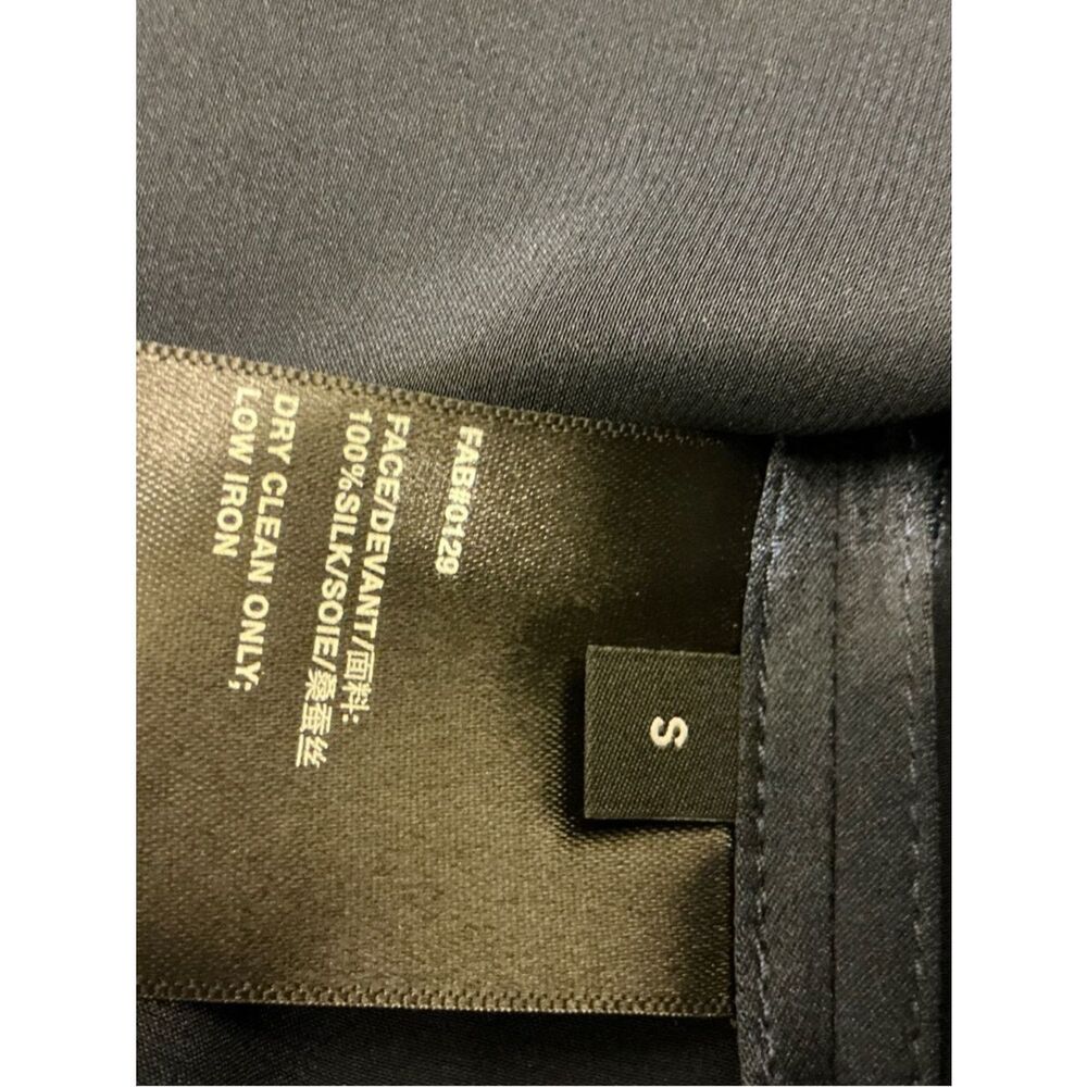 NWT Lafayette 148 New York Navy Long-Sleeve Satin Top $498 - Picture 11 of 11